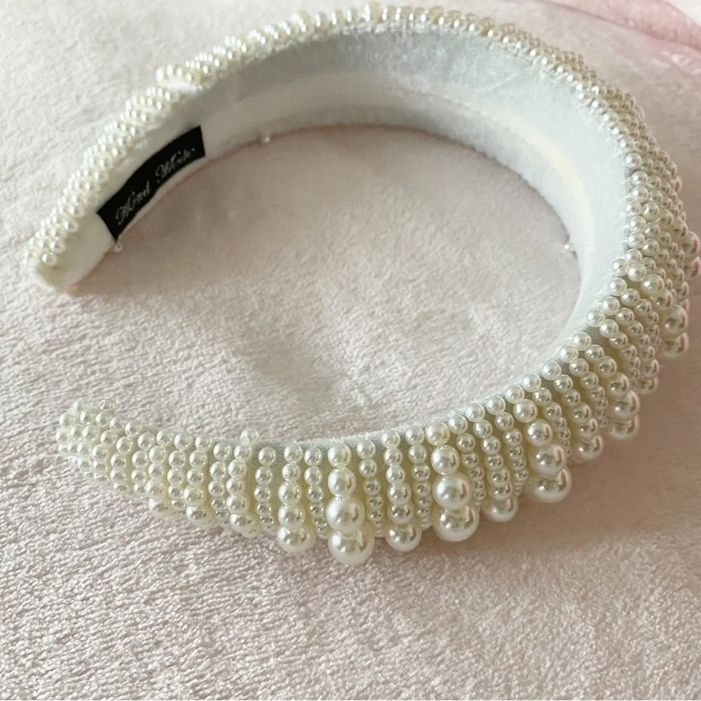 NWOT Pearl Padded Headband White Cream Classic Handmade Wedding Spring
